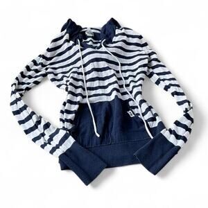 Vintage Converse One Star Navy Striped Lightweight Hoodie – Size Medium